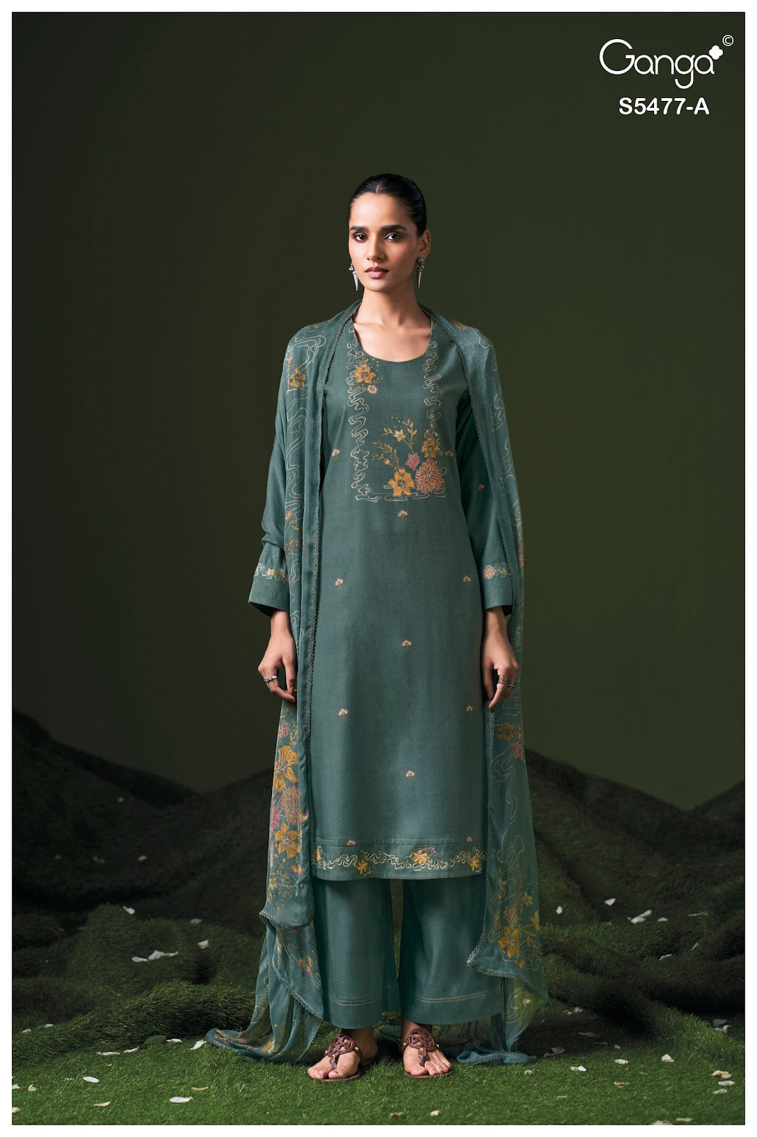 Janine S5477 Ganga Wool Pashmina Suits Wholesale Price