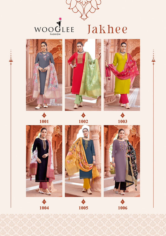 Jakhee Wooglee Viscose Weaving Readymade Pant Style Suits Exporter Gujarat