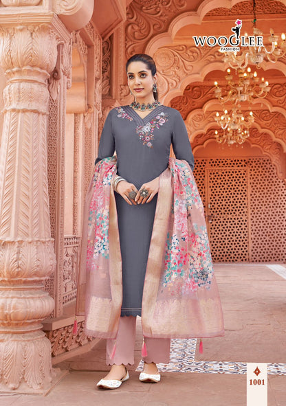 Jankhee Wooglee Viscose Weaving Readymade Suits Wholesale Rate