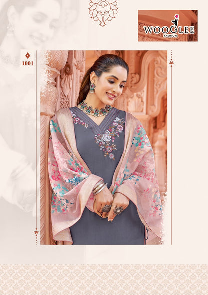 Jankhee Wooglee Viscose Weaving Readymade Suits Wholesale Rate