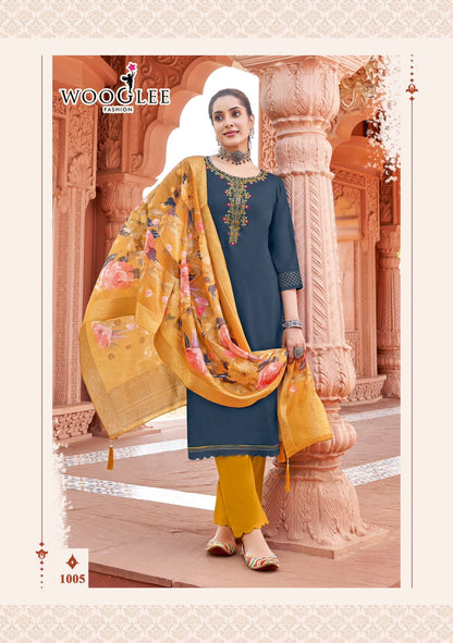 Jankhee Wooglee Viscose Weaving Readymade Suits Wholesale Rate