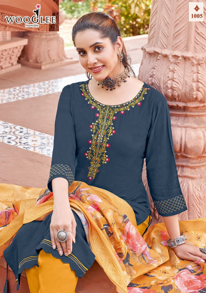 Jankhee Wooglee Viscose Weaving Readymade Suits Wholesale Rate