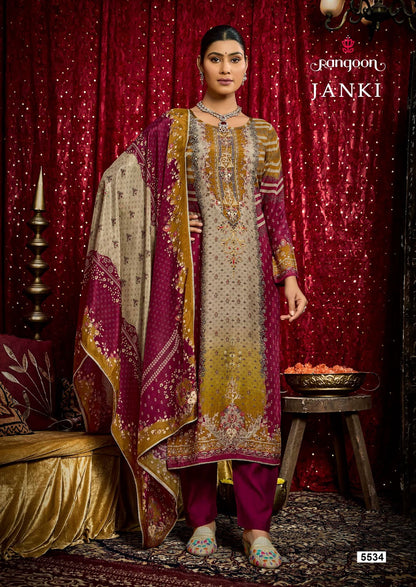Janki Rangoon Pure Muslin Readymade Pant Style Suits Supplier Ahmedabad