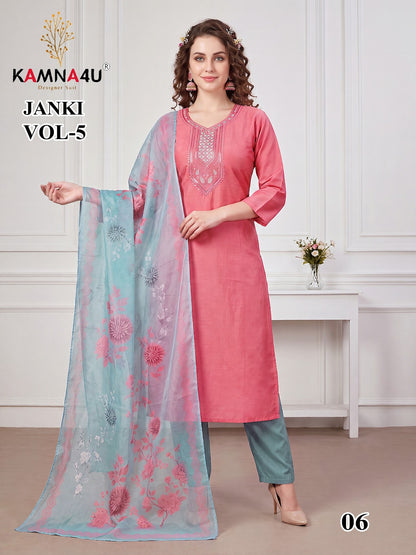 Janki Vol 5 Kamna4U Roman Readymade Pant Style Suits Wholesaler India