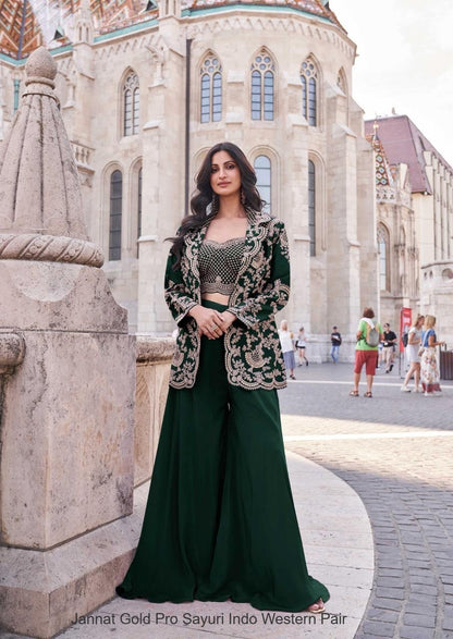 Jannat Gold Pro Sayuri Silk Indo Western Pair Supplier Gujarat