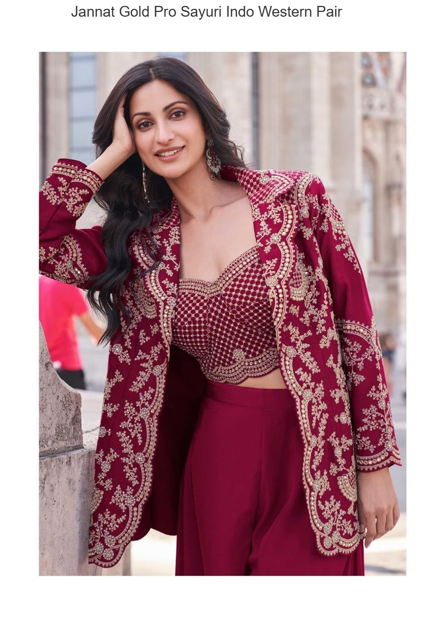 Jannat Gold Pro Sayuri Silk Indo Western Pair Supplier Gujarat