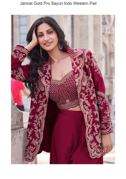 Jannat Gold Pro Sayuri Silk Indo Western Pair Supplier Gujarat