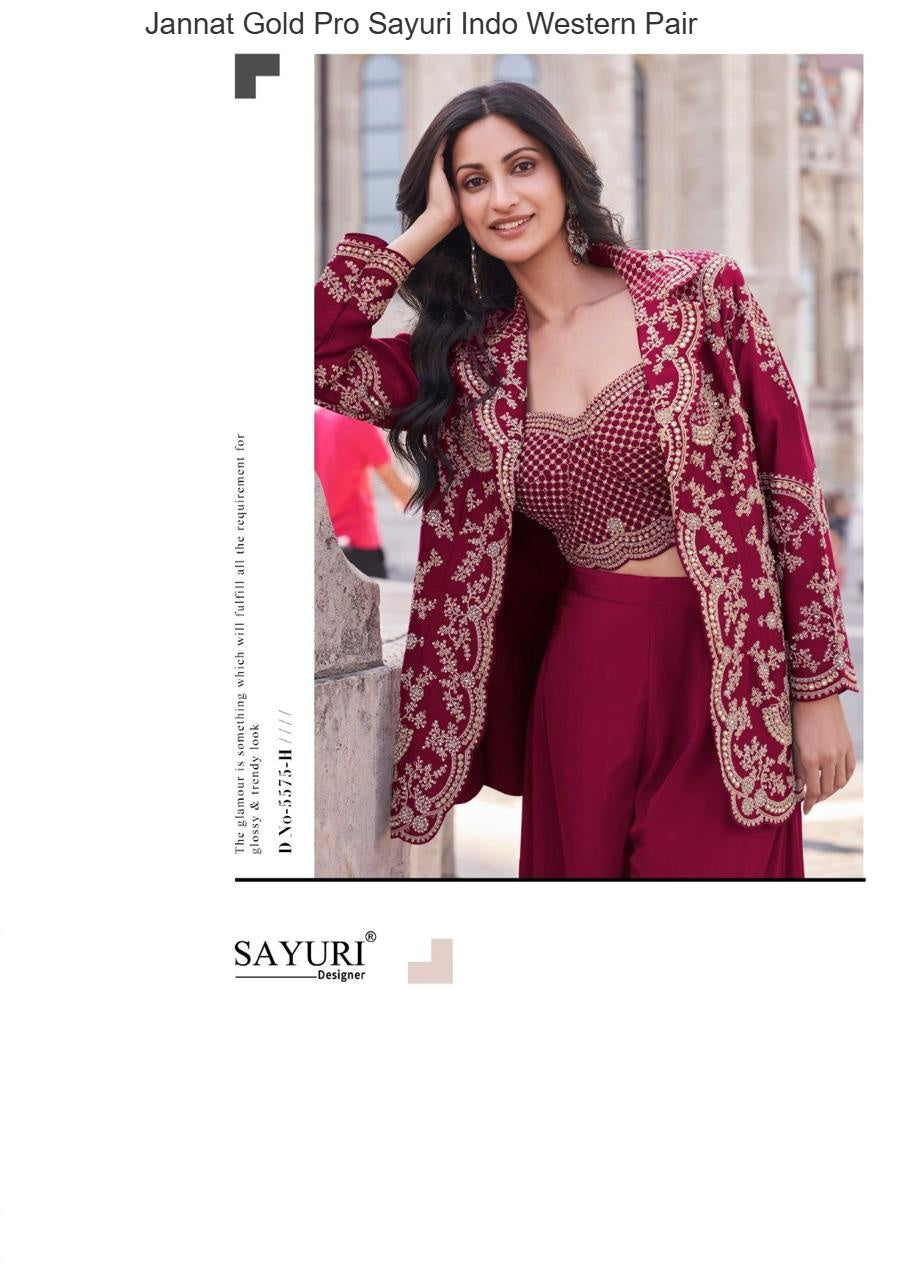 Jannat Gold Pro Sayuri Silk Indo Western Pair Supplier Gujarat