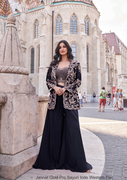Jannat Gold Pro Sayuri Silk Indo Western Pair Supplier Gujarat