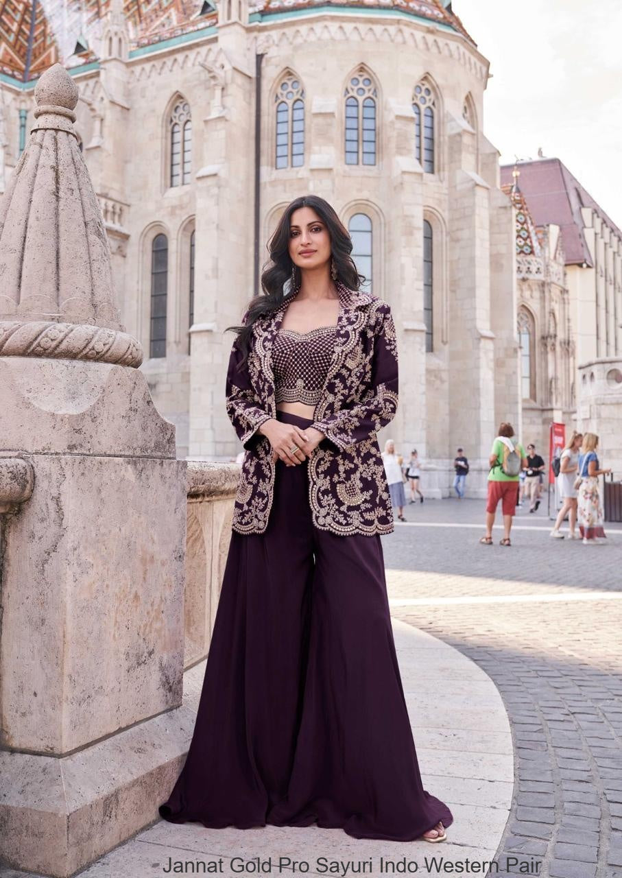 Jannat Gold Pro Sayuri Silk Indo Western Pair Supplier Gujarat