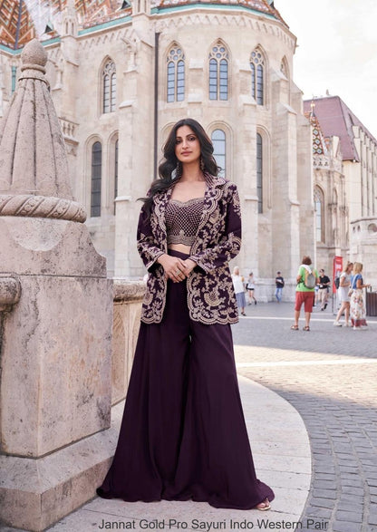 Jannat Gold Pro Sayuri Silk Indo Western Pair Supplier Gujarat