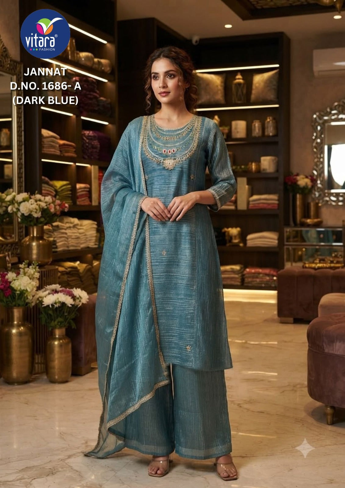 Jannat Vitara Salsa Readymade Plazzo Style Suits Wholesale Rate