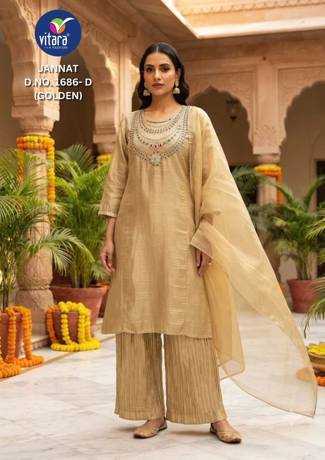 Jannat Vitara Salsa Readymade Plazzo Style Suits Wholesale Rate