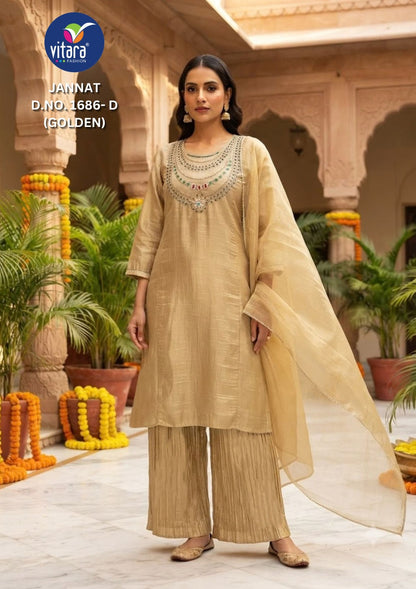 Jannat Vitara Salsa Readymade Plazzo Style Suits Wholesale Rate