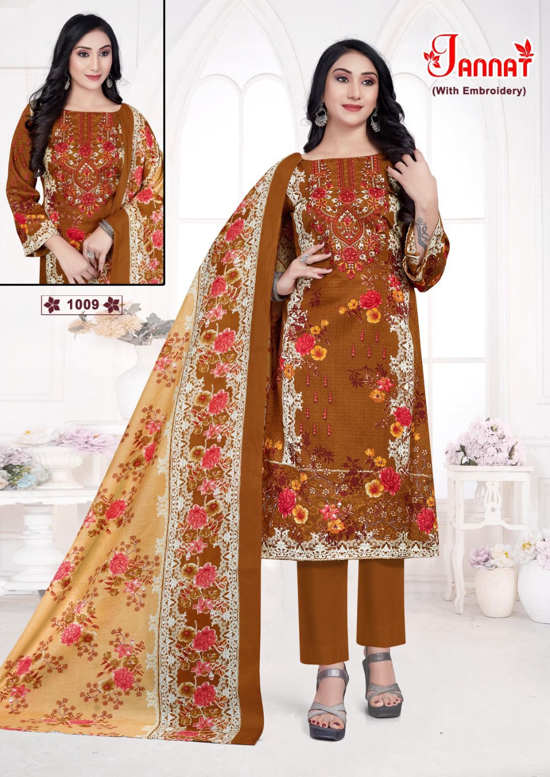 Jannat Vol 1 Ganesha Cotton Karachi Salwar Suits Manufacturer Gujarat