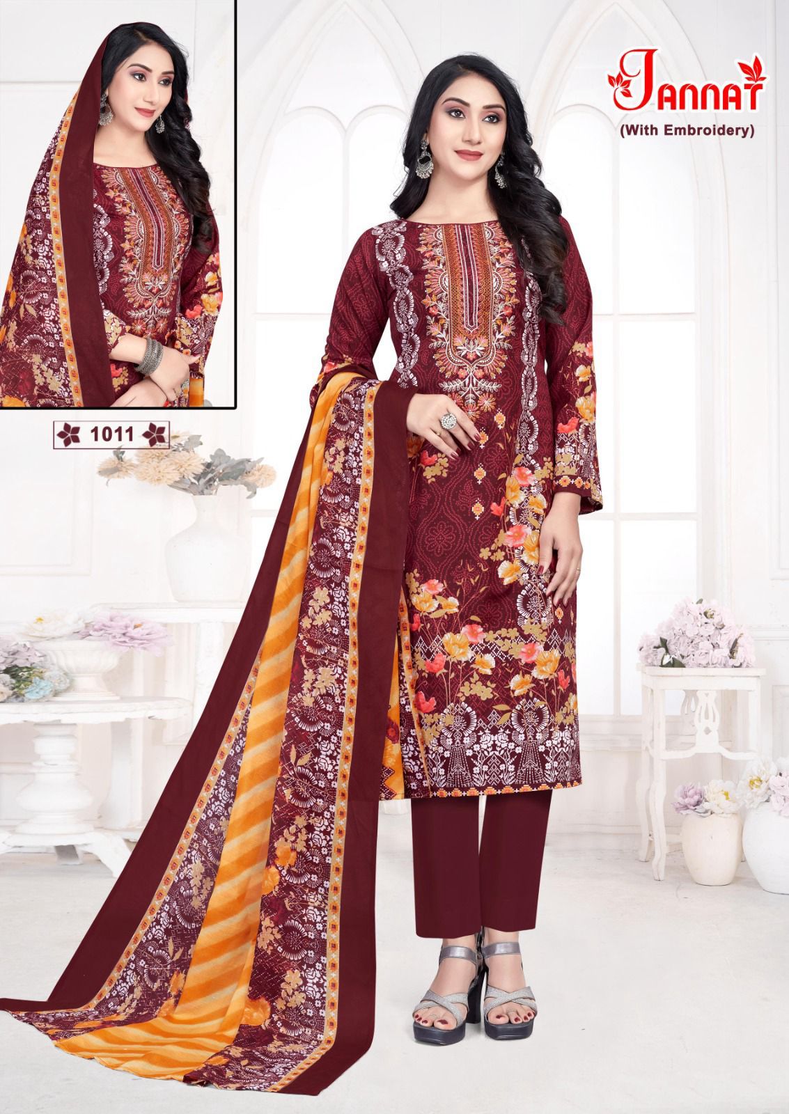 Jannat Vol 1 Ganesha Cotton Karachi Salwar Suits Manufacturer Gujarat