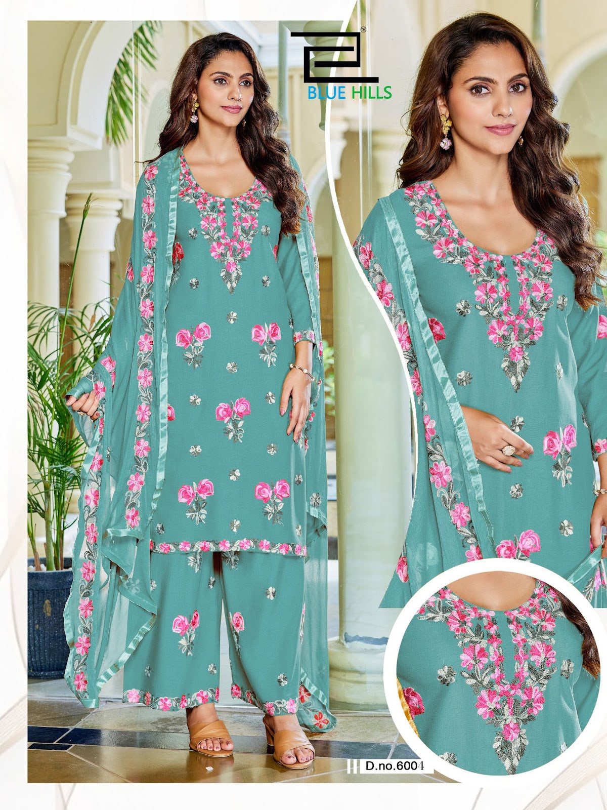 Jannat Vol 3 Blue Hills Rayon 14Kg Readymade Plazzo Style Suits Exporter Gujarat