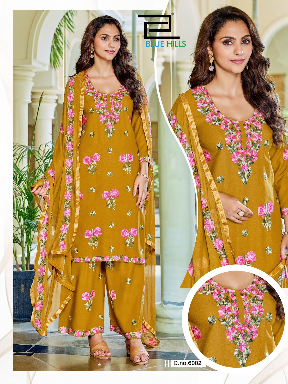 Jannat Vol 3 Blue Hills Rayon 14Kg Readymade Plazzo Style Suits Exporter Gujarat