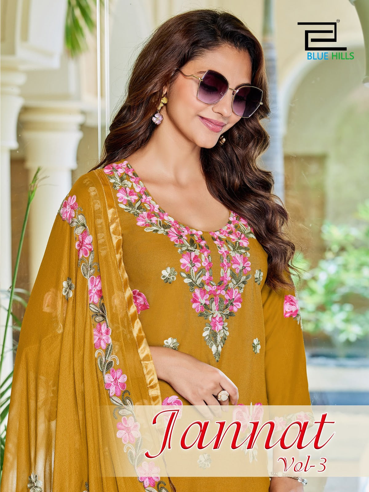 Jannat Vol 3 Blue Hills Rayon 14Kg Readymade Plazzo Style Suits Exporter Gujarat