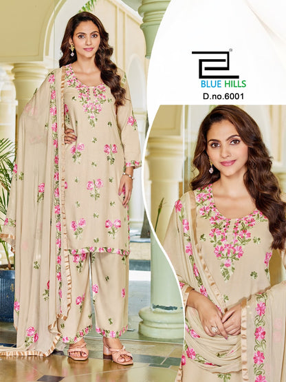 Jannat Vol 3 Blue Hills Rayon 14Kg Readymade Plazzo Style Suits Exporter Gujarat