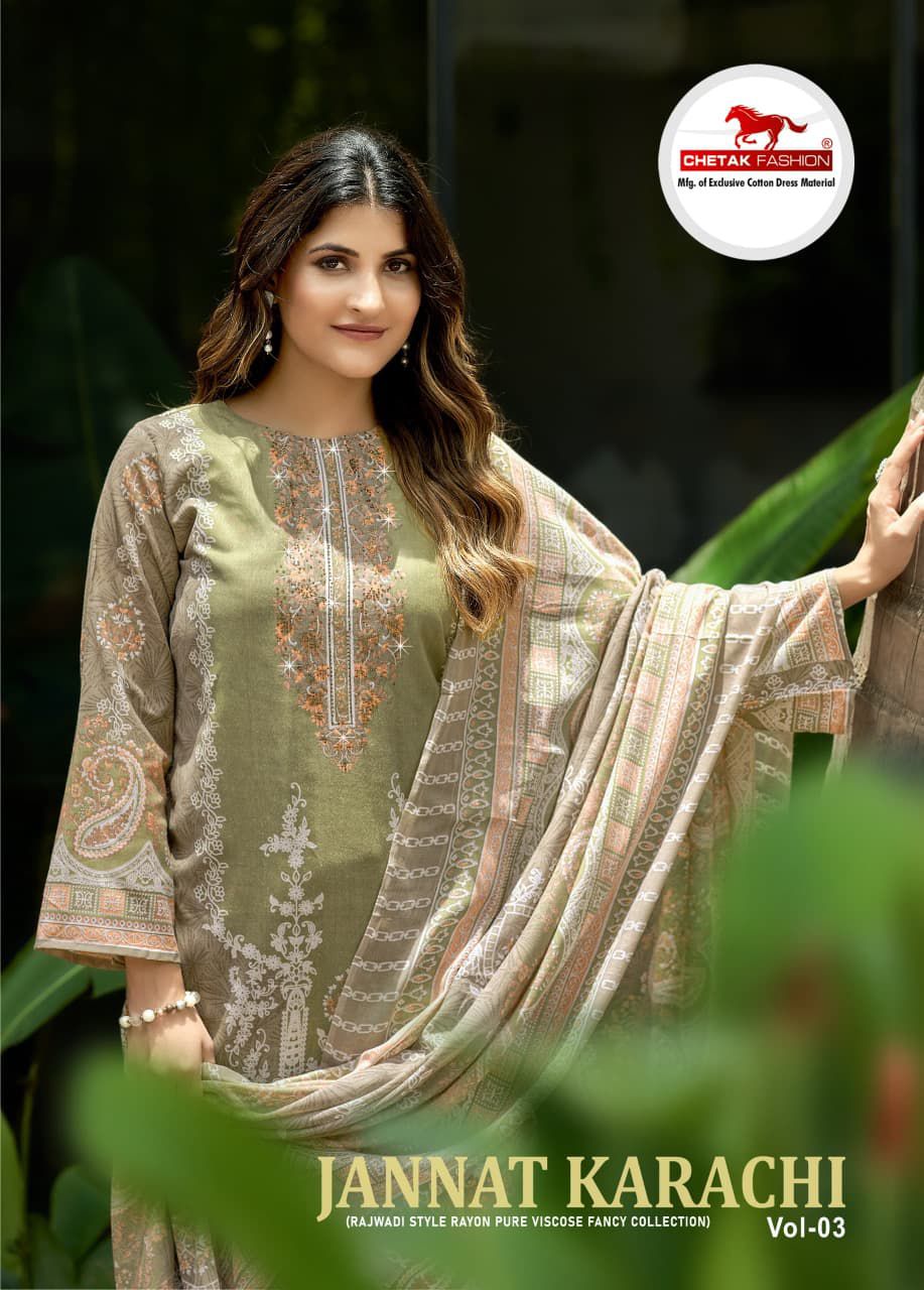 Jannat Vol 3 Chetak Fashion Cotton Karachi Salwar Suits Manufacturer