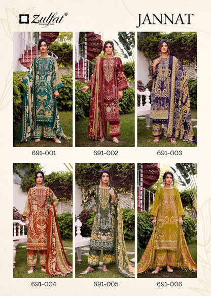 Jannat Zulfat Designer Woolen Pashmina Suits Wholesale Rate