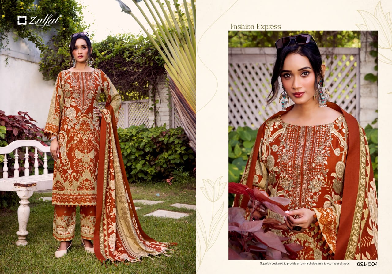 Jannat Zulfat Designer Woolen Pashmina Suits Wholesale Rate