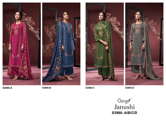 Janushi 3980 Ganga Pashmina Suits Supplier Gujarat