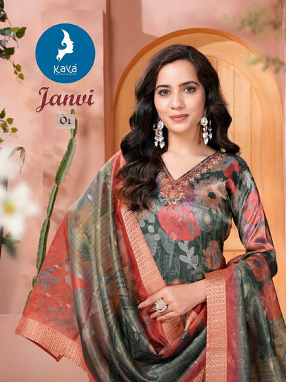 Janvi Kaya Jacquard Readymade Suits Wholesaler India