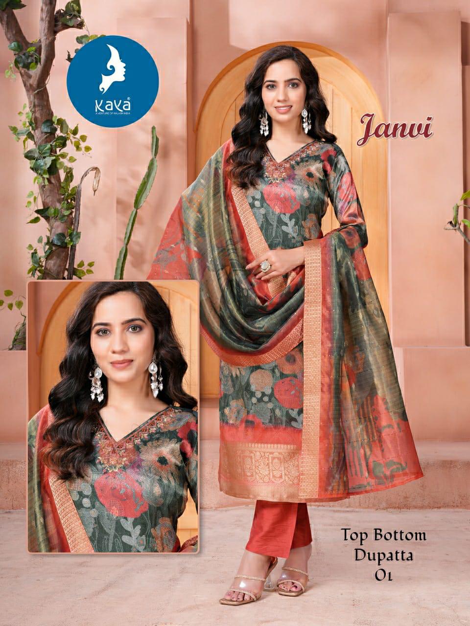 Janvi Kaya Jacquard Readymade Suits Wholesaler India