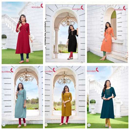 Janvi Koodee Fashion Heavy Rayon Kurtis Wholesaler