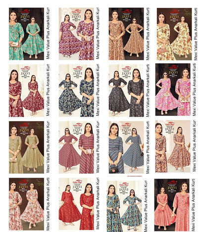 Janvi Mexi Value Plus Rayon Anarkali Kurtis Manufacturer Gujarat