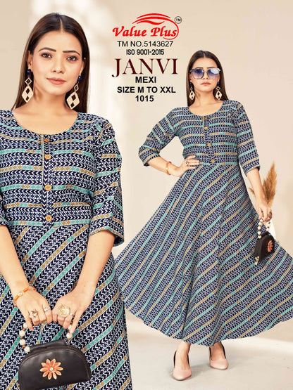 Janvi Mexi Value Plus Rayon Anarkali Kurtis Manufacturer Gujarat