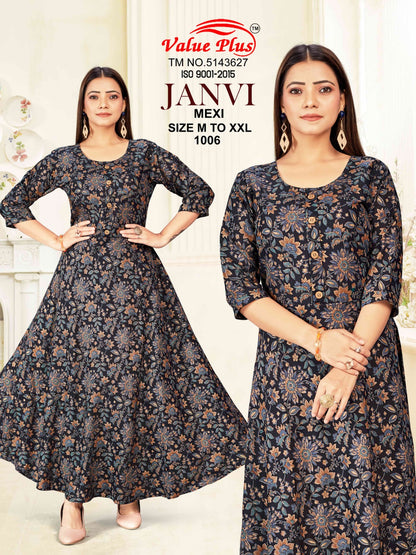Janvi Mexi Value Plus Rayon Anarkali Kurtis Manufacturer Gujarat