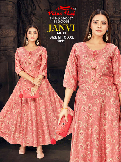 Janvi Mexi Value Plus Rayon Anarkali Kurtis Manufacturer Gujarat