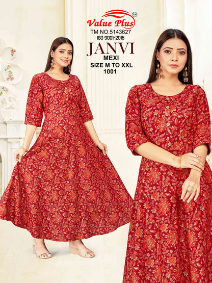 Janvi Mexi Value Plus Rayon Anarkali Kurtis Manufacturer Gujarat