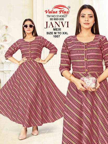 Janvi Mexi Value Plus Rayon Anarkali Kurtis Manufacturer Gujarat