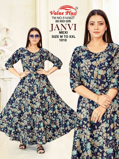 Janvi Mexi Value Plus Rayon Anarkali Kurtis Manufacturer Gujarat