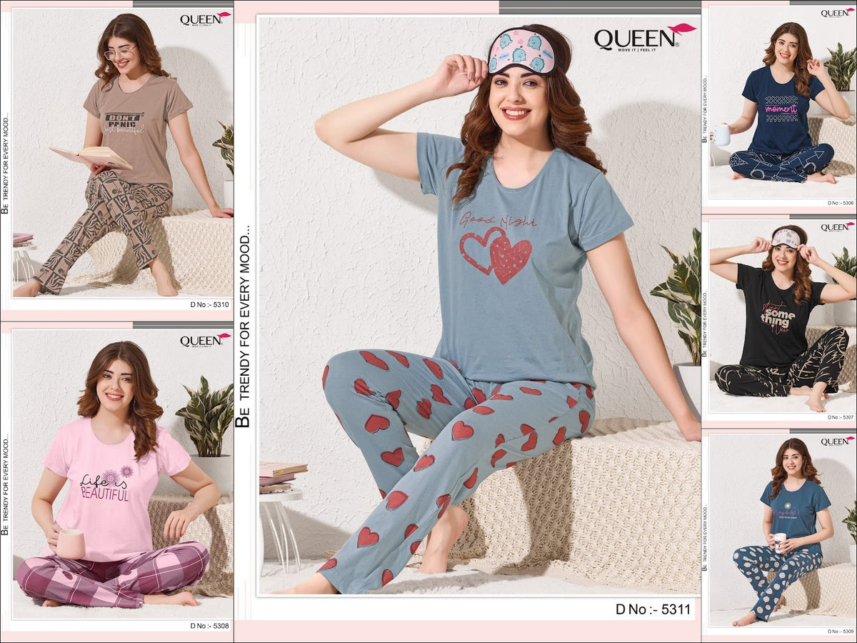 Janvi Queen Bio Gold Pyjama Night Suits Wholesaler Ahmedabad