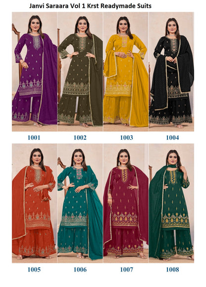 Janvi Saraara Vol 1 Krst Vichitra Silk Readymade Suits Wholesaler