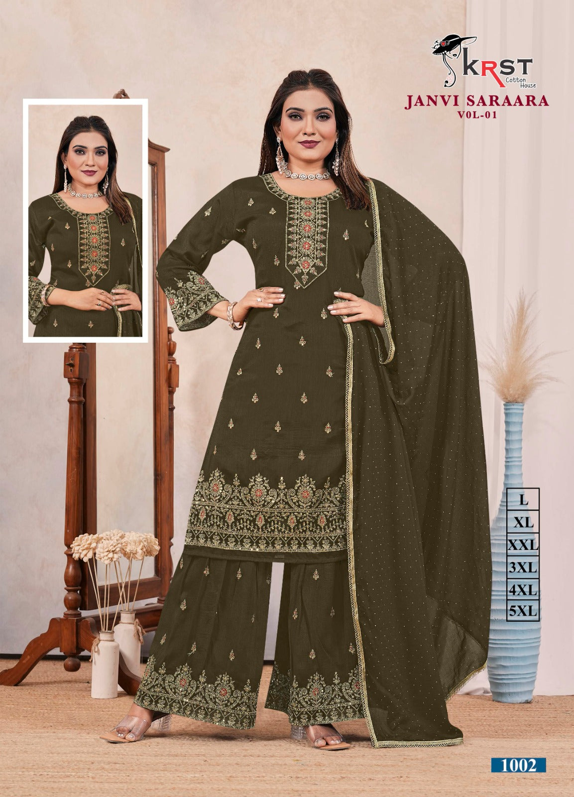 Janvi Saraara Vol 1 Krst Vichitra Silk Readymade Suits Wholesaler
