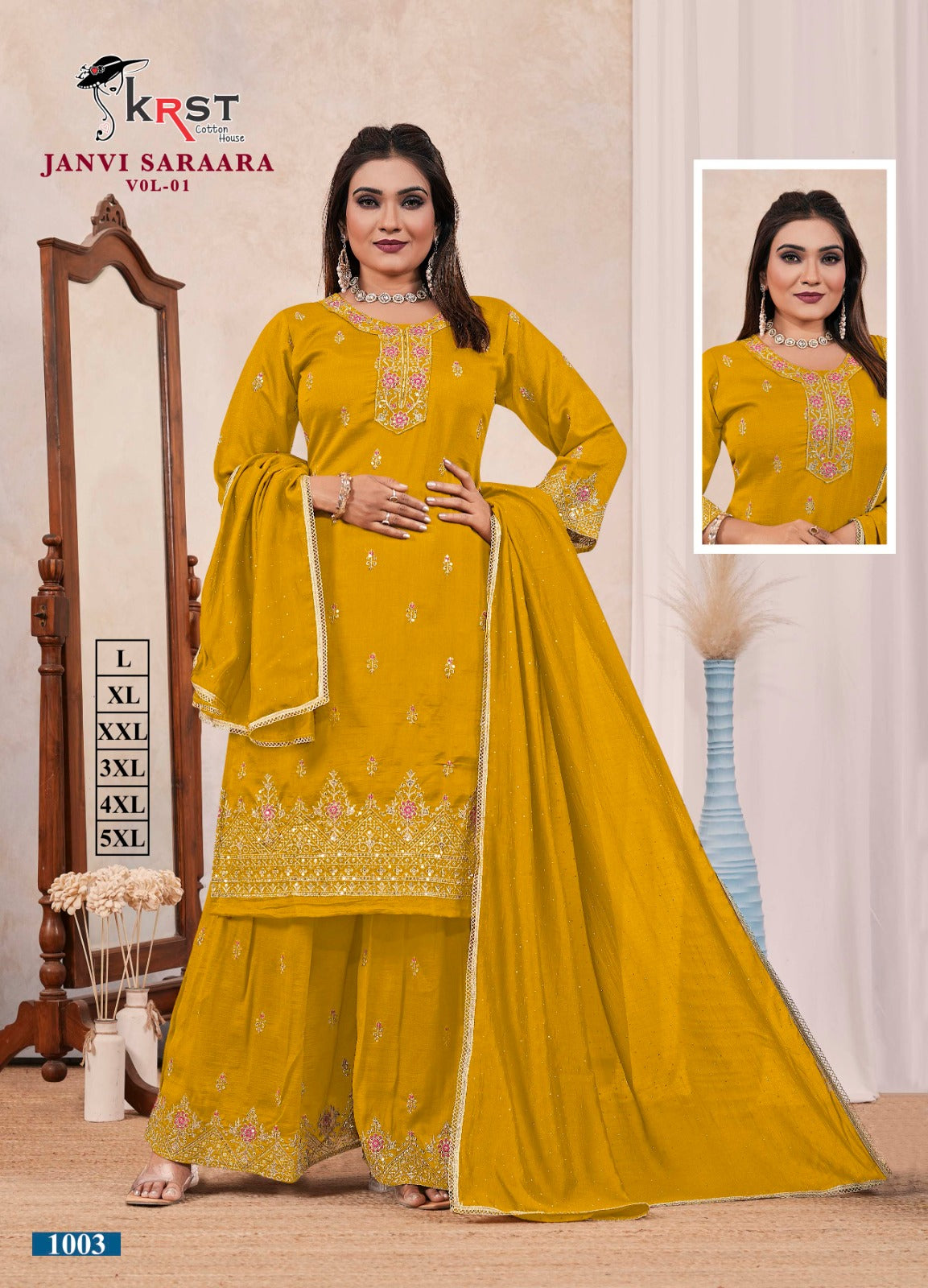 Janvi Saraara Vol 1 Krst Vichitra Silk Readymade Suits Wholesaler