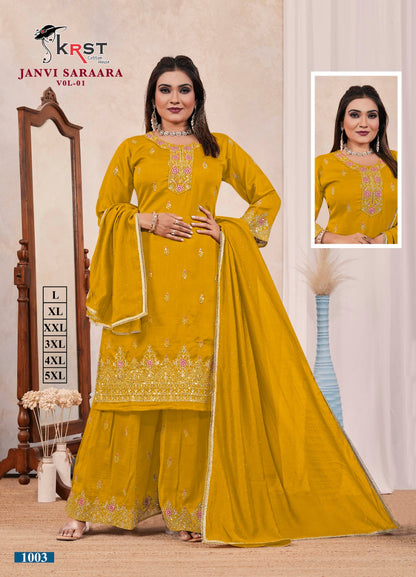 Janvi Saraara Vol 1 Krst Vichitra Silk Readymade Suits Wholesaler