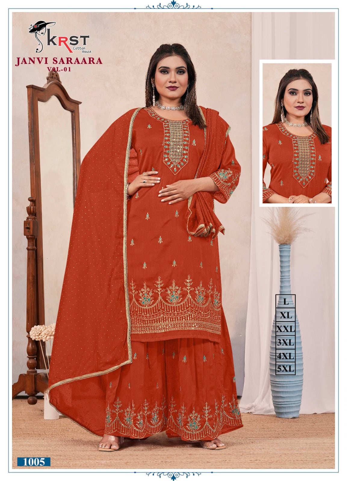 Janvi Saraara Vol 1 Krst Vichitra Silk Readymade Suits Wholesaler