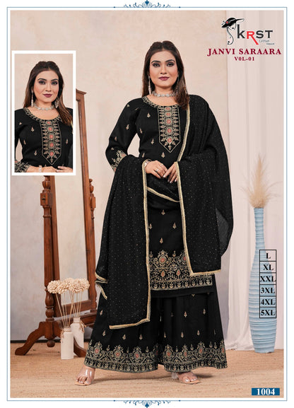 Janvi Saraara Vol 1 Krst Vichitra Silk Readymade Suits Wholesaler
