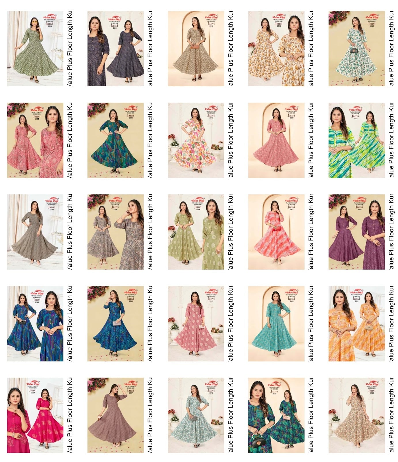 Janvi Value Plus Rayon Floor Length Kurtis Supplier Ahmedabad