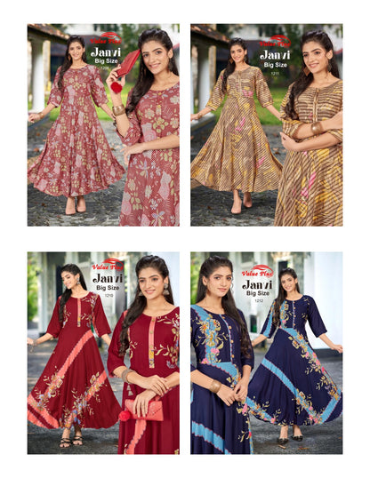 Janvi Value Plus Rayon Plus Size Kurtis Supplier India
