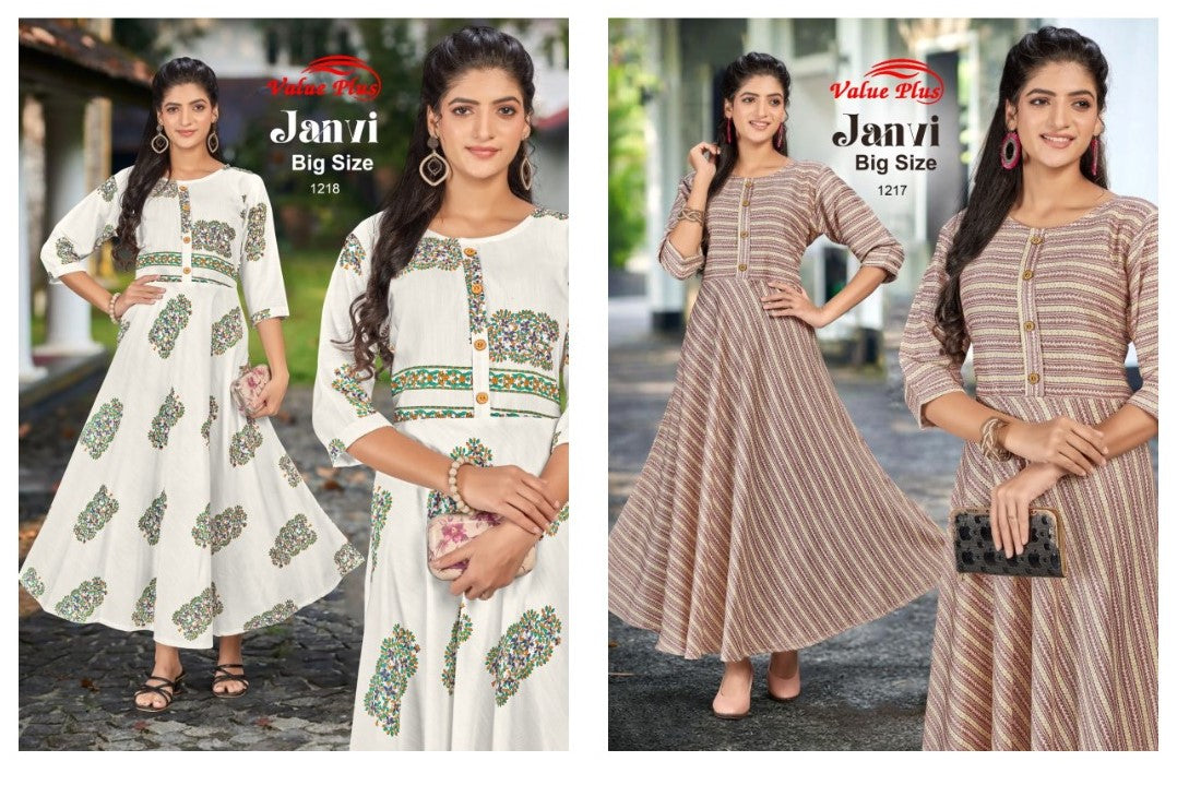 Janvi Value Plus Rayon Plus Size Kurtis Supplier India