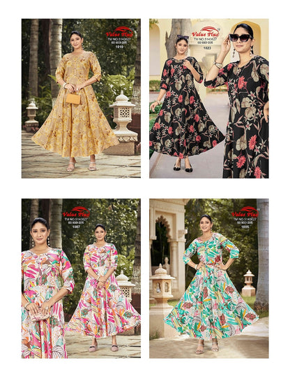 Janvi Vol 53 Value Plus Rayon Long Kurtis Supplier Gujarat