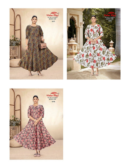 Janvi Vol 53 Value Plus Rayon Long Kurtis Supplier Gujarat